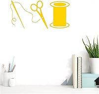 Vista 8 de BIBITIME Calcomanías de pared para tijeras de hilo de aguja, tienda de ropa, ropa, tienda de costura, letrero de vinilo, arte para el hogar, murales