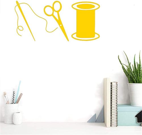 Miniatura 8 de BIBITIME Calcomanías de pared para tijeras de hilo de aguja, tienda de ropa, ropa, tienda de costura, letrero de vinilo, arte para el hogar, murales