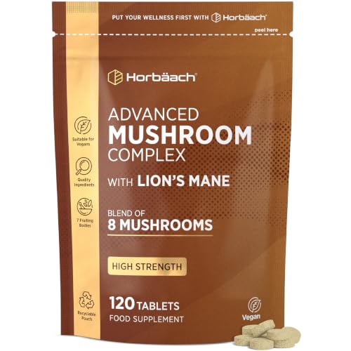 Mushroom Complex 8 | High Strength Lions Mane Mushroom Chaga Cordyceps Reishi Shiitake & More | Providing Polysaccharides | 120 Capsules (2 Month Supply) | Vegan | by Horbaach