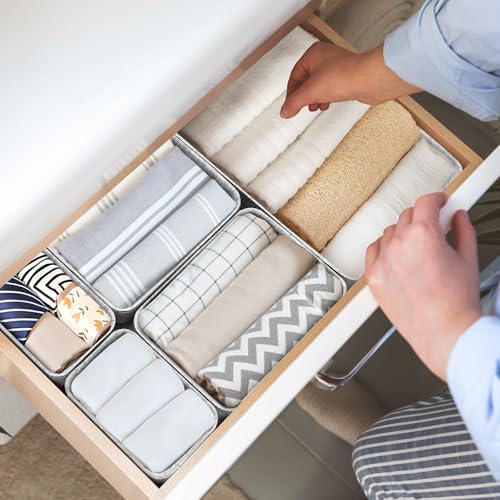 Eurhomewit 14 Stück Schubladen Organizer Filz, Schubladeneinsatz Büro Schubladen Ordnungssystem, Schminktisch Organizer für Schublade, Büro & Home Schrank Aufbewahrungsbox Organiser, Hellgrau