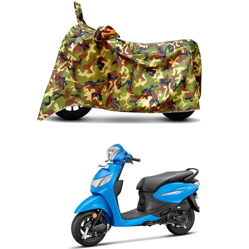 Image of Waterproof 100% PVC Coated Bike Scooty Two Wheeler Body Cover Compatible for Hero Pleasure Plus LX /UV-Rays /Heat Protection /Birds Dropping /Scratchproof /Dust Proof [6X6 Jungle Print]