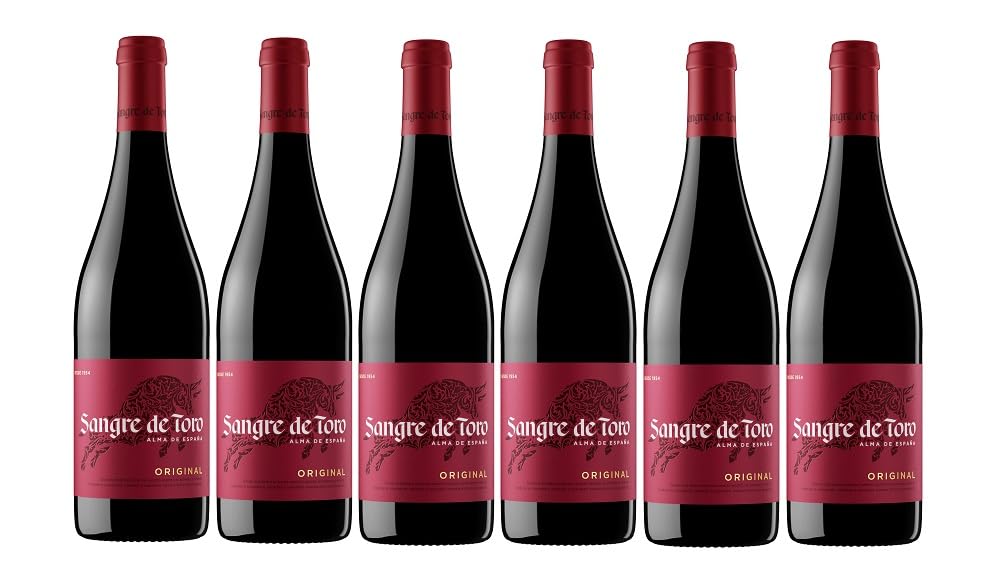 Sangre de Toro, Vino Tinto - 6 botellas de 75 cl, Total: 4500 ml, Cosecha puede variar, 13,5% vol