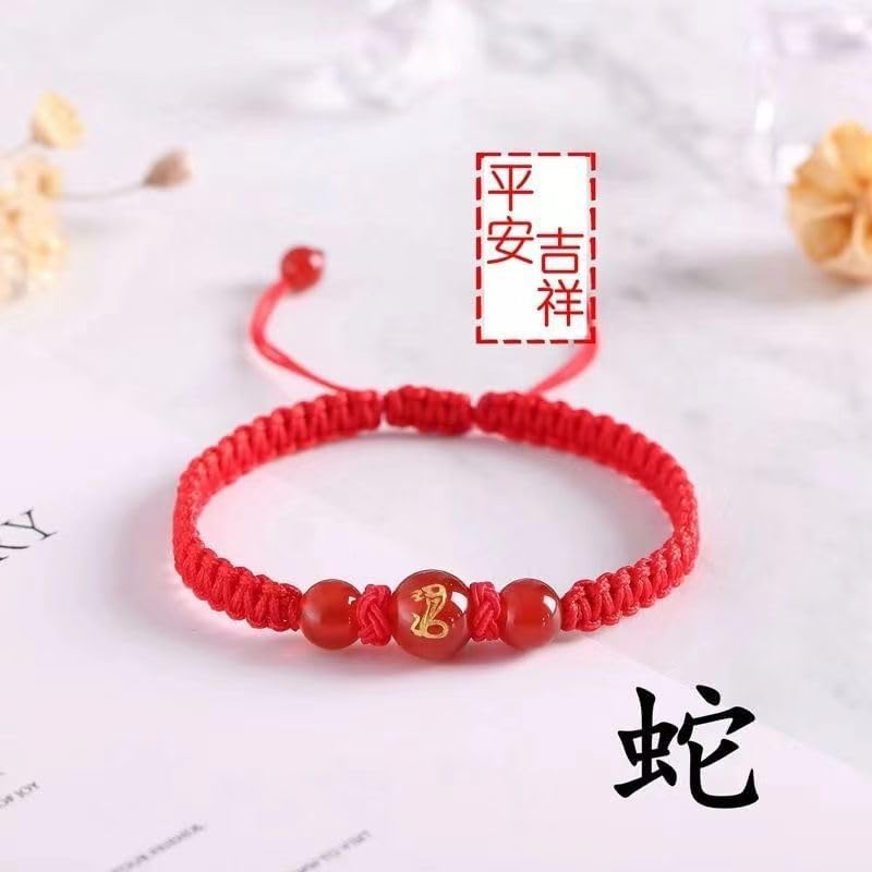 2025 New Year of Snake Red String Bracelet Adjustable 12 Zodiac Horse Charm Bracelet Chinese Animal Good Luck Feng Shui Red Rope Bracelet Jewelry Gifts for Women Men - Image 2