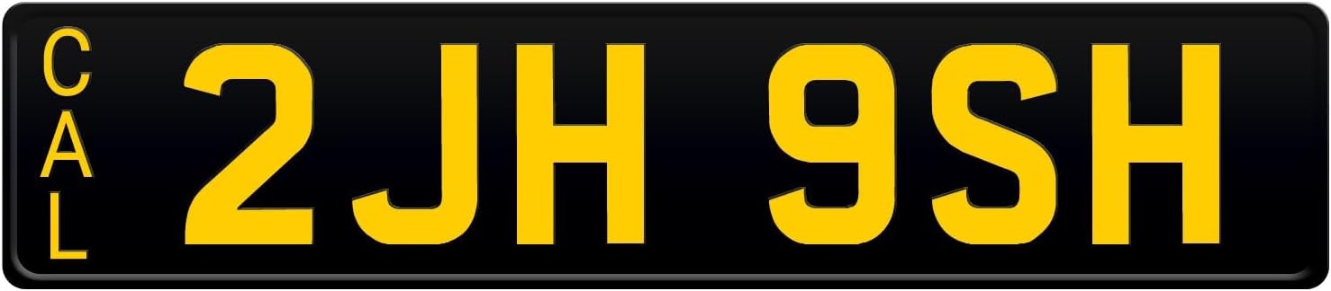 Black California License Plate - Euro Style III 20.44" x 4.38" (520mm x 110mm)