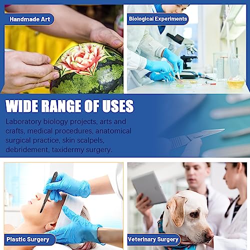 Glarks G-2875 42Pcs Surgical Grade Blade With Handle Kit, 40Pcs #10#11#12#15 Disposable Surgical Blade Sterile Scalpel Blade With 2Pcs #3 Scalpel Knife Handle For Biology Lab Anatomy thumb #6