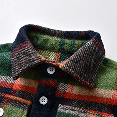 Kids Little Boys Girls Baby Long Sleeve Button Down Plaid Flannel Shirt Pocketed Plaid Jacket Baby Fall Clothes4