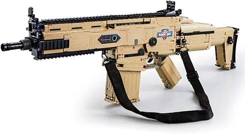 Miniatura 1 de Bloque de construcción de pistola, 1406 piezas cargadas manualmente con motores, kit de construcción de rifle de asalto FN Scar 17S militar