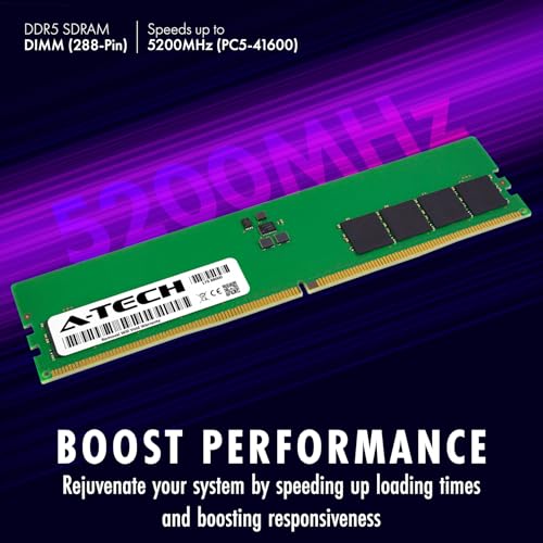 Image of A-Tech 128GB Kit (4x32GB) DDR5 5200MHz PC5-41600 CL42 UDIMM 2Rx8 Dual Rank 1.1V Non-ECC Unbuffered DIMM 288-Pin Desktop PC /Computer RAM Memory Upgrade Modules