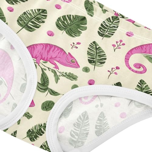 Wusikd Pink Chameleon Girls' Underwear Cotton Green Leaves Girls Briefs Soft Toddler Underwear 2T4