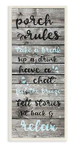 Stupell Industries Porch Rules Rustic Blue Sit Back and Relax Wall Plaque, 7 x 17, Multi-Color