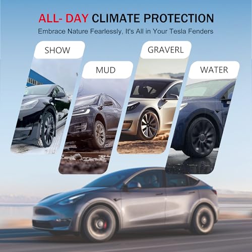 Image of Mud Flaps Accessories for Tesla Model Y 2025 - Fenders Perforation-Free Durable All-Weather Fenders, Model fits with Tesla Model Y 2025, Not Fit to The New Model Y(Set of 4)
