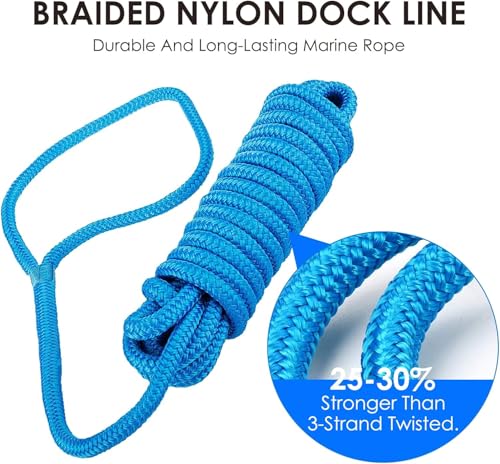 image for Amarine Made Double Braided Nylon Dock Lines 7700 lbs Breaking Strengt