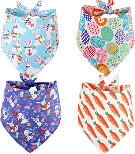 4 Pack Easter Dog Bandana,Triangle Bibs Pet Scarf for Medium to Large Dogs