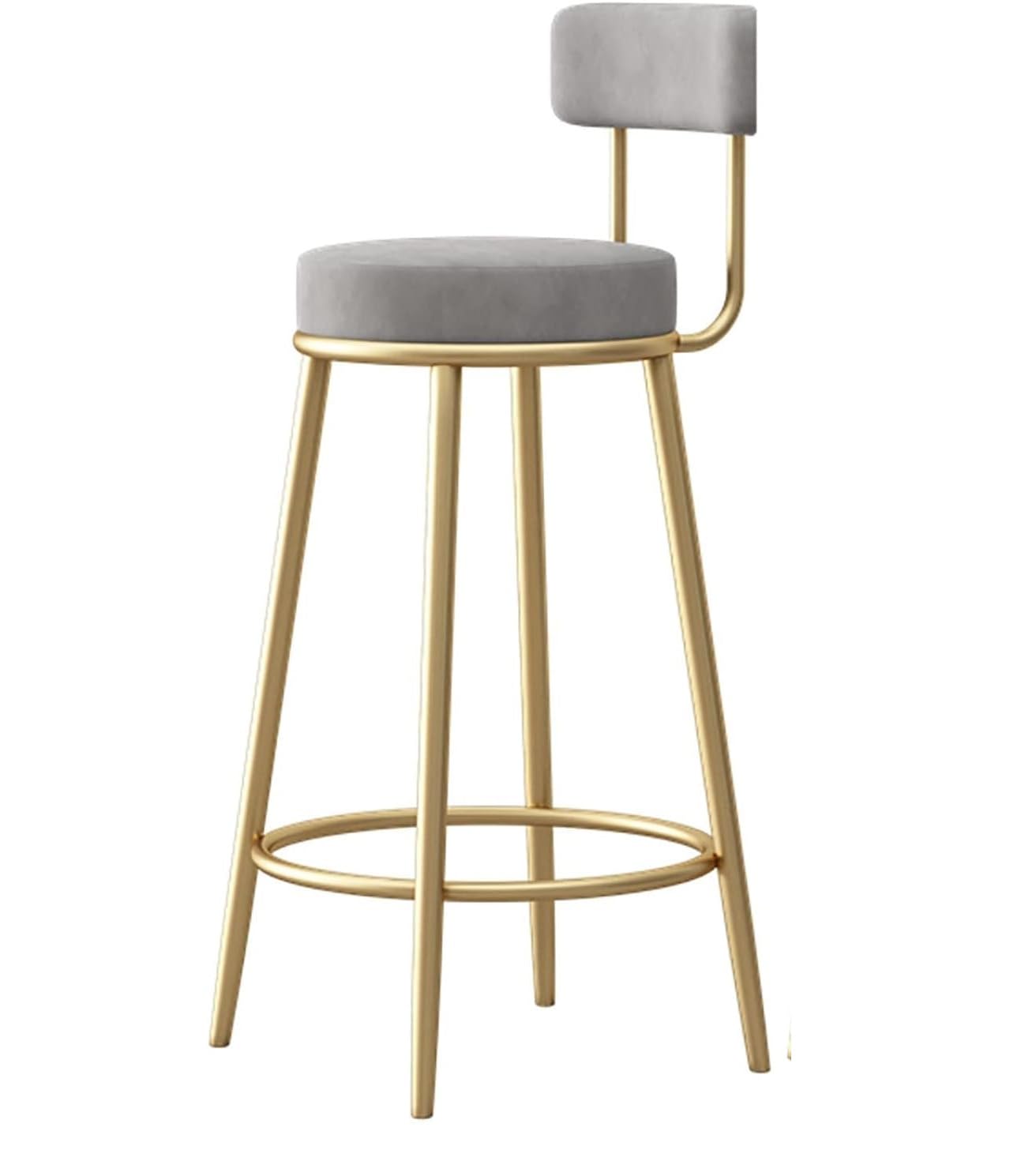 Nutech Decor Velvet Luxury Bar Stools: Opulent High Stool with Fabric Upholstered Seat, Back, and Stackable Design - Elegant Gold Metal Legs for Kitchen, Breakfast, and Counter Seating (75 CM, Grey)-image-5