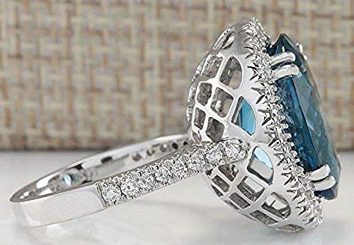 Lzz Fashion Lady London Blue Topaz Gemstone Ring Cubic Zirconia 925 Sterling Silver Ring Oval Cut Single Stone Ring Bridal Jewelry Size 6-10 (US Code 8)3
