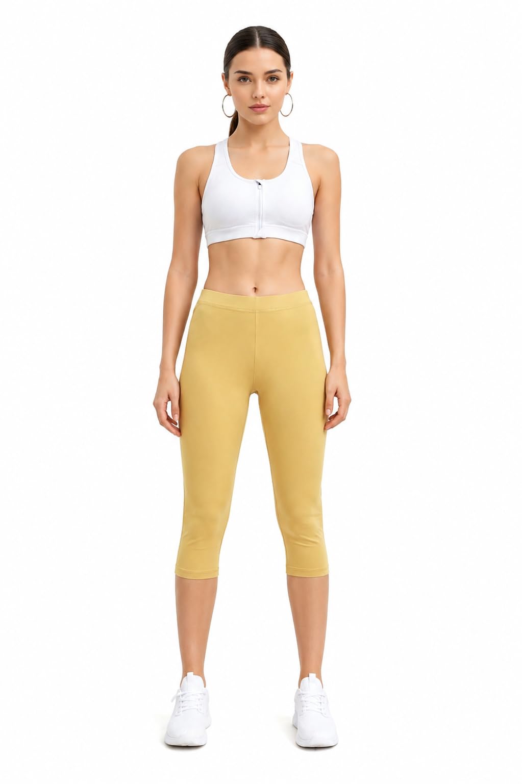 TRASA Women's Cotton Capri Leggings, Stretchable 3/4 Length Crop Pants, Comfortable, Plus