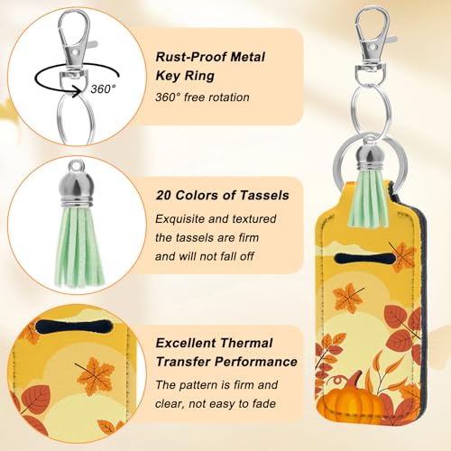 Image of 60Pcs Sublimation Keychain Blanks Holder, Sublimation Blank Lipstick Holder, DIY Bulk Neoprenewith 20Pcs Keychain and 40Pcs Colored Tassels