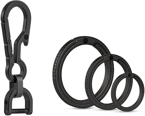 KeyUnity KM14BK Titanium EDC Abridor de botellas Llavero Clip con anillo D y anillo dividido de titanio KA02BK BundleV