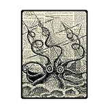 Super doux YISUMEI Plaid Couvertures Douceur souple Couverture polaire jeté de lit flanelle mer vin lecture voile Pirates Pieuvre, Polyester, Weiß, 100x125 cm