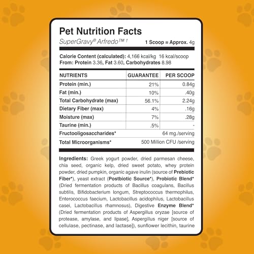 Image of CLEAR CONSCIENCE PET Arfredo SuperGravy Natural Dog Food Gravy Topper, Hydration Broth Mix, Gluten and Grain Free Kibble Seasoning Powder Topper for Picky Eaters (2.1 oz. (14 Scoop))