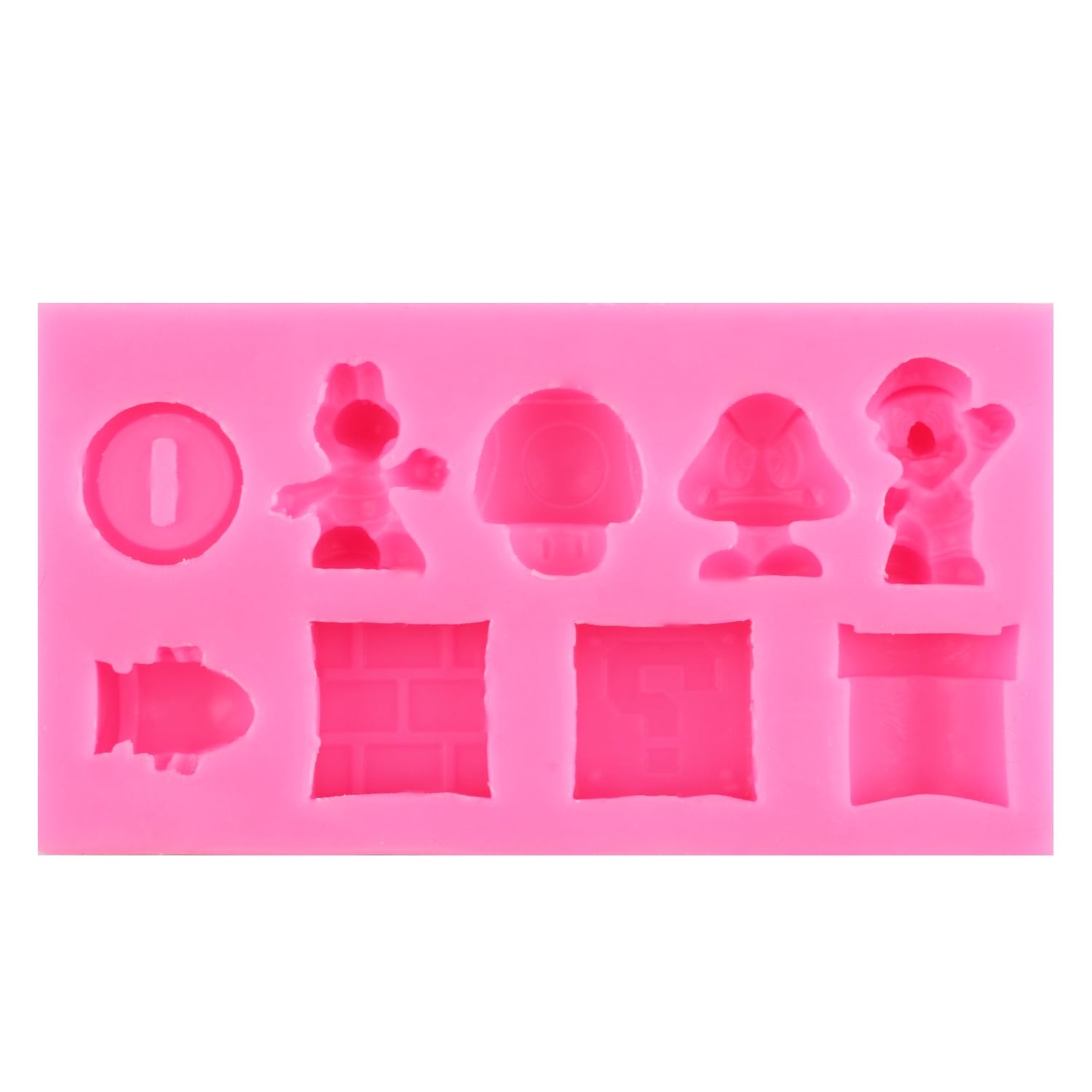 XMOLDNMS Moule Silicone Super Mario Pièces D'Or Yoshi Dragon Champignon - Idéal Décoration Gâteaux Et Chocolats