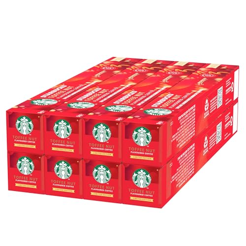 STARBUCKS Toffee Nut Flavoured Coffee by Nespresso, Blonde Roast, Coffee Capsules 8 x 10 (80 Capsules)