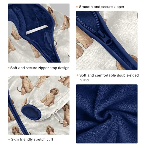 CHIFIGNO Cute Afghan Hound Dogs Beige Toddler Zip up Hoodie Lightweight Thick Sweatshirt Jacket 3T3