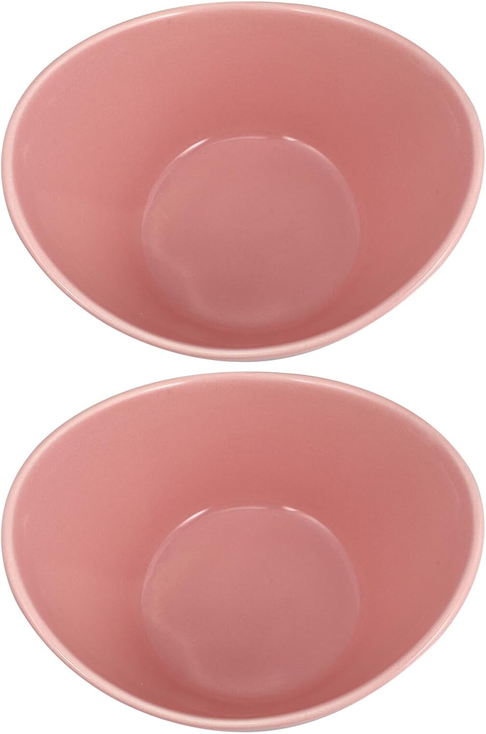 GALPADA Ceramic Fruit Salad Bowl Set 2pcs Pink Small Ingot Shape Rice Noodle Soup Bowls Japanese Style Kitchen Tableware for Home Dining and Food Serving