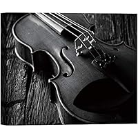 SIGNWIN Canvas Wall Art String Baroque Violin with Bow Music Instruments Photography Realism Traditional Closeup Expressive Black and White for Living Room, Bedroom, Office - 12x18 inches