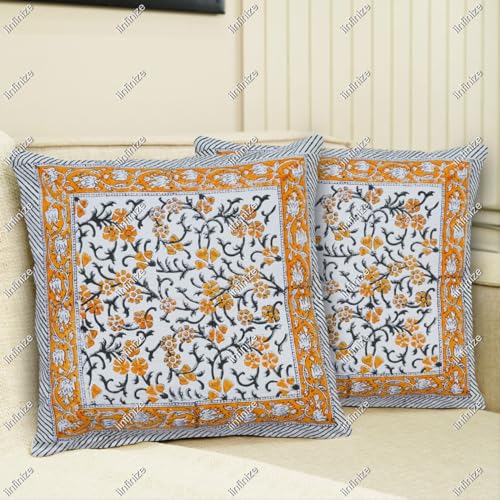 Housse de coussin ethnique en coton 40x40 cm imprimée main