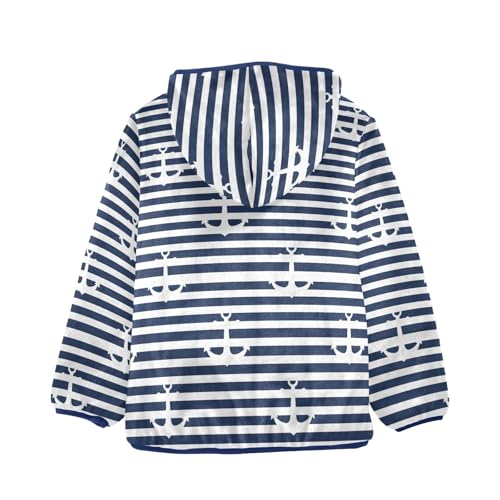CHIFIGNO White Nautical Anchors Navy Stripes Toddler Snow Jacket Warm Winter Coat for Kids 3T2