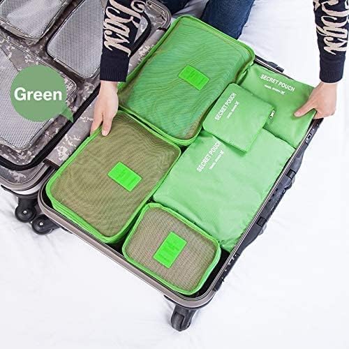Image of Travel Organizer Pouch Set of 6, Space Saver Packing Cubes for Suitcase, Clothes, Underwear, Socks and Shoes (GREEN)