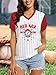 Baseball Jersey Women Shoulder Straight V-Neck Game Day Shirts Funny Baseball Heart Graphic Tee Streak Short Sleeve Tops B-red