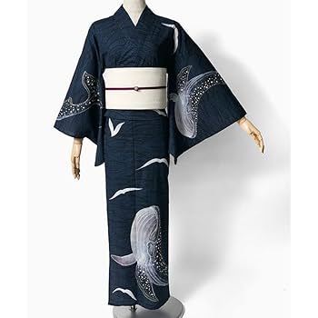 Amazon.co.jp: レア柄めずらしいクジラとカモメと波柄.絵羽柄