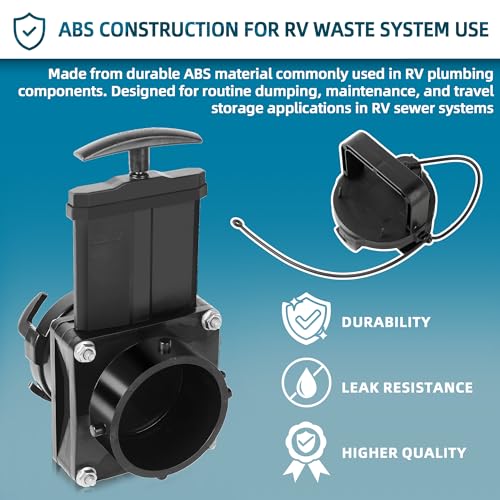 Image of TonGass 3 inch RV Waste Valve Body with Handle & Cap Set