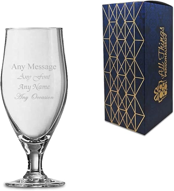 Personalised Engraved 11oz Cervoise Stemmed Beer Glass, Gift Boxed, Perfect for Beer Lovers and Any Occasion
