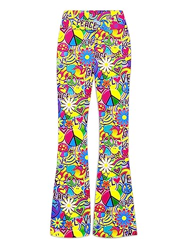 Image of Deerose Girls Halloween Hippie Bell Bottom Pants High Waist Flare Pants 5-14 Years