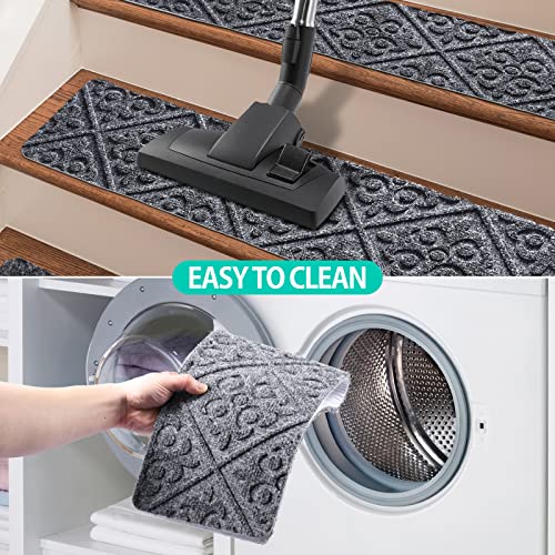 Crystalmx Stair Treads Non-Slip Indoor Step Carpets For Wooden Hardwood, Anti Slip Mats Safety Rugs For Kids Elders And Dogs With Self-Adhesive Bottom, 8" X 30"(Gray, 15 Pcs) #TOP4