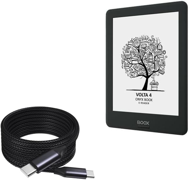 Cable Compatible with Onyx BOOX Volta 4 - DirectSync PD Cable (10ft) - USB-C to USB-C (100W), Long Type C Braided Nylon Alloy Fast Charge - Jet Black