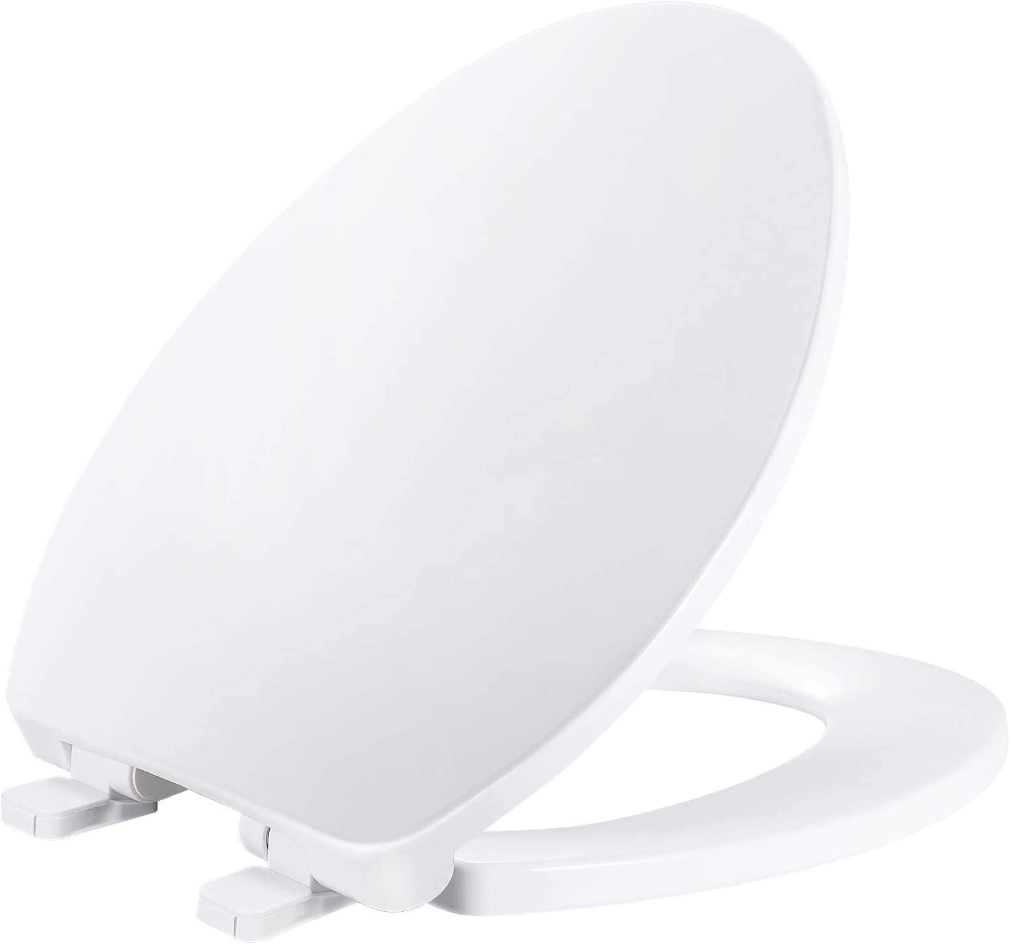 Elongated Soft Close Toilet Seat with Grip-Tight Bumpers MUYE Easy to Install and Clean No Slam Standard Toilet Seats White