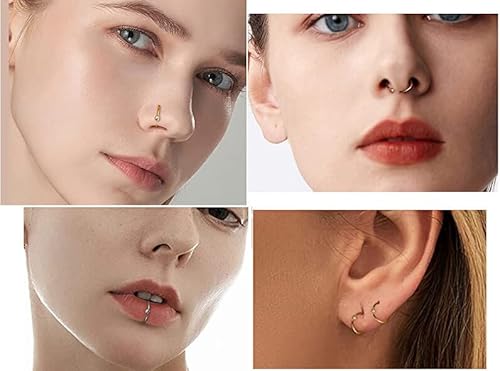 Dainty 8Mm Adjustable Fake Nose Ring Hoop,20G Faux Nose Ring With Cz 316L Surgical Steel Hypoallergenic Nostrial Body Piercing Jewelry For Men Women,Set Of 3Pcs,Same Size Mixed Colors #TOP5