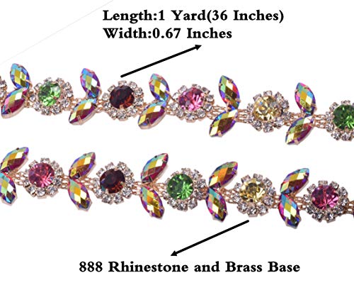 Kaoyoo 1 Yard Flower Shaped Full Diamond Crystal Rhinestone Chain In Golden Brass Base Prong Sew On Clothing And Bridal Bouquet Embellishments #TOP1