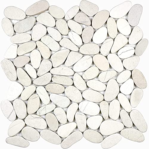 BuildMyplace 12 x 12 inch Zen Serenity Ivory Flat Pebble