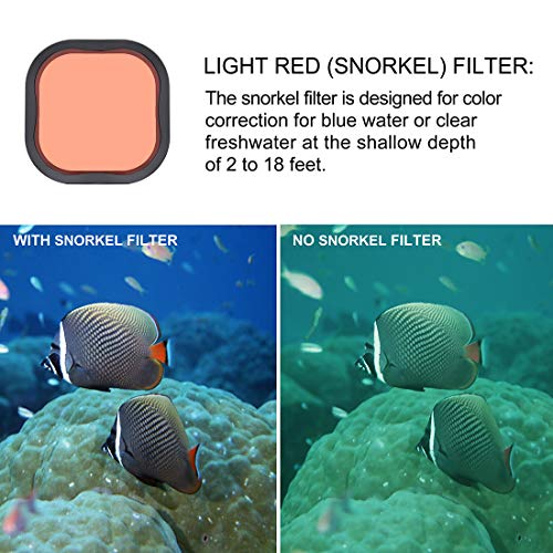 Image of GEPULY 3 Pack Dive Filters for GoPro Hero 8 9 10 11 12 13 Official Waterproof Case (Red, Light Red, Magenta Filters) - Color Correction in Deep Diving /Scuba Snorkeling /Underwater Photography