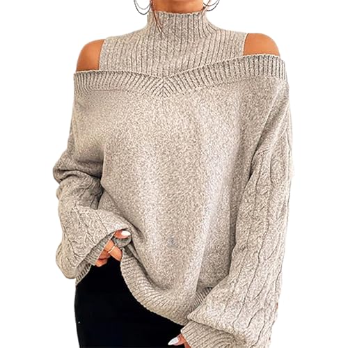 Turtleneck Sweater for Women's Cold Shoulder...