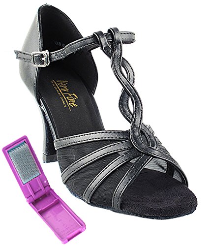 Very Fine Dance Shoes - Ladies Latin, Rhythm, Salsa, Waltz, Wedding Dance Shoes - 1692-2.5-inch Heel and Foldable Brush Bundle