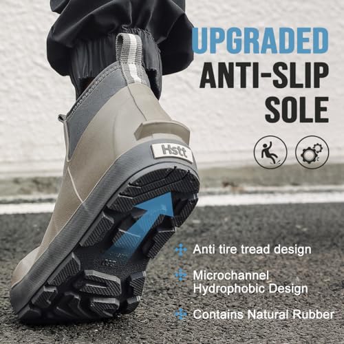 Men's Deck Boots, Waterproof Ankle Rain Boots with Anti-Slip Traction, Rubber Garden & Fishing Boots for Boating, Camping, Farming & Outdoor Work4