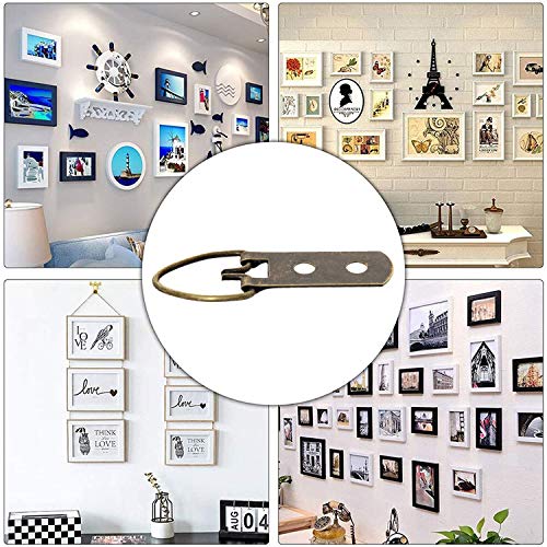 Image of MroMax 100PCS Ring Picture Frame Buckle 2.13 inch x 0.63 inch Bronze Tone Assortment Kit for Home Decoration Picture Frames Photo Hanging Solutions