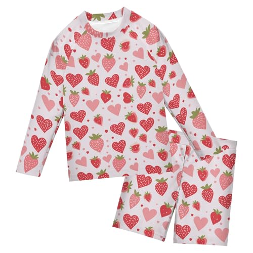 Strawberry Fruit Toddler and Baby Boys' 2-Piece Swimsuit Trunk, Long Sleeve Rashguard Bathing Suit B0402875