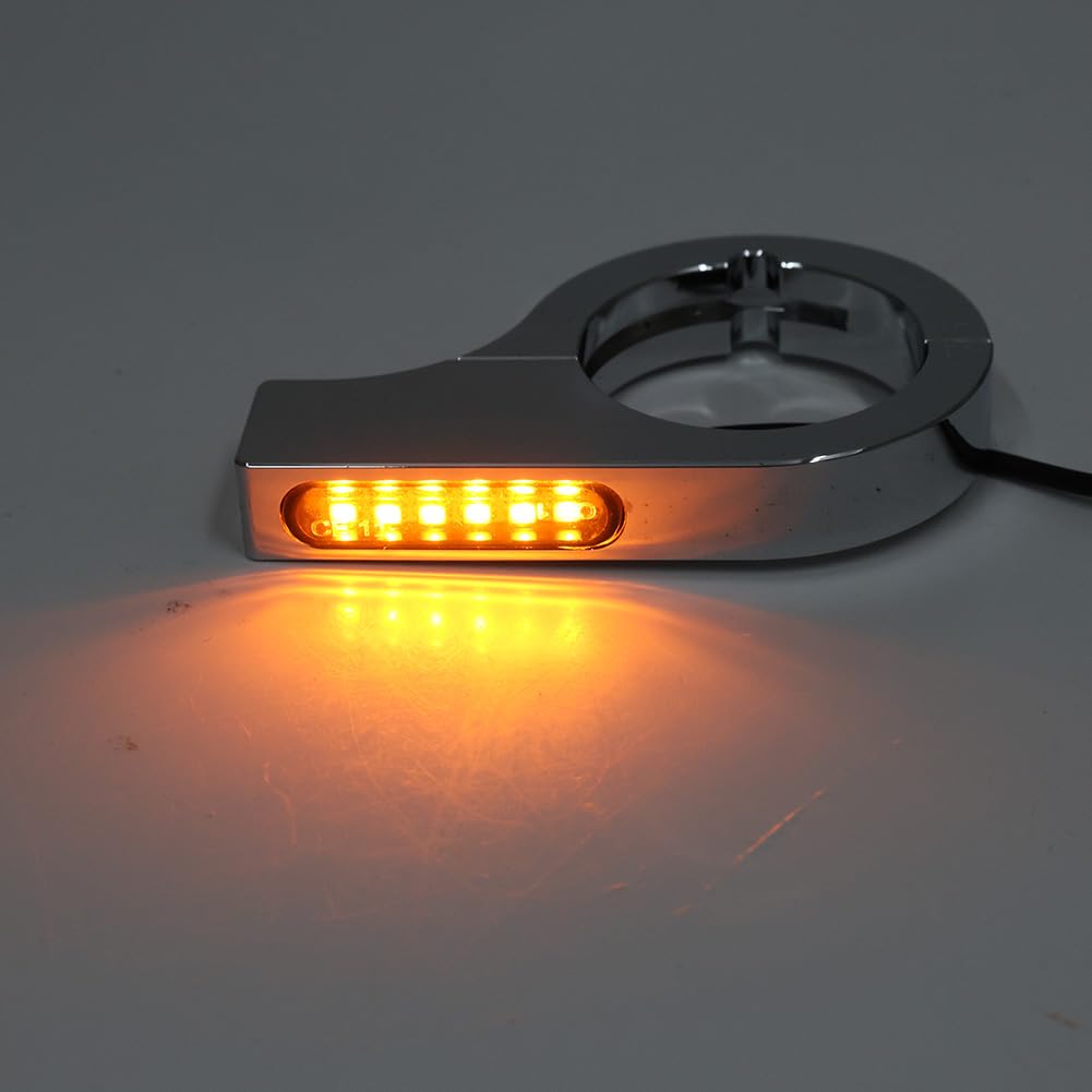 Bacar Clignotant de fourche à LED 46-50 mm pour moto, ambre, CNC, noi